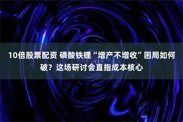 10倍股票配资 磷酸铁锂“增产不增收”困局如何破？这场研讨会直指成本核心